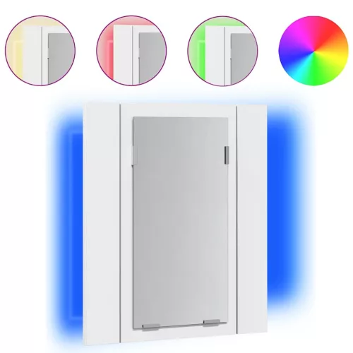 Fehér akril LED-es fürdőszobaszekrény tükörrel 40 x 12 x 45 cm