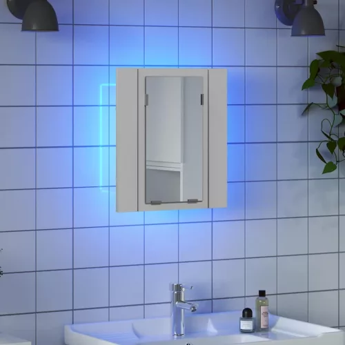Fehér akril LED-es fürdőszobaszekrény tükörrel 40 x 12 x 45 cm