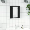 Fekete akril LED-es fürdőszobaszekrény tükörrel 40x12x45 cm