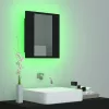 Fekete akril LED-es fürdőszobaszekrény tükörrel 40x12x45 cm