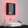 Fekete akril LED-es fürdőszobaszekrény tükörrel 40x12x45 cm