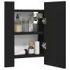 Fekete akril LED-es fürdőszobaszekrény tükörrel 40x12x45 cm
