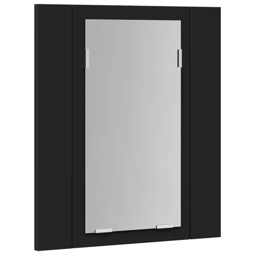 Fekete akril LED-es fürdőszobaszekrény tükörrel 40x12x45 cm