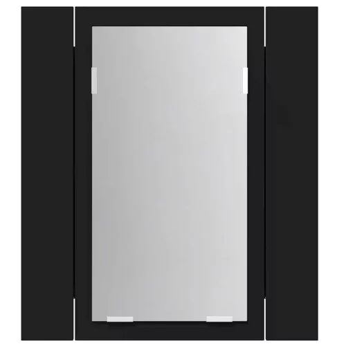 Fekete akril LED-es fürdőszobaszekrény tükörrel 40x12x45 cm