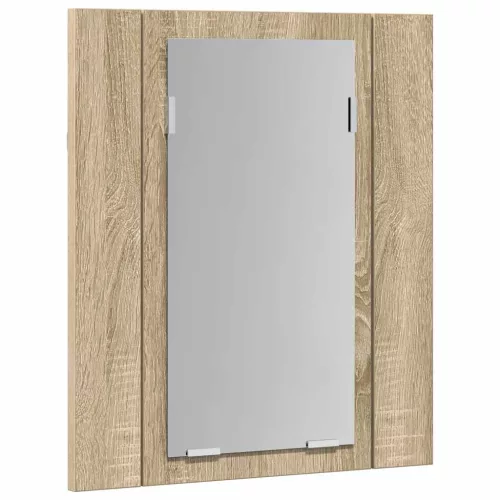 Tölgyszínű akril LED-es tükrös fürdőszobaszekrény 40x12x45 cm