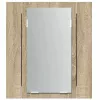 Tölgyszínű akril LED-es tükrös fürdőszobaszekrény 40x12x45 cm