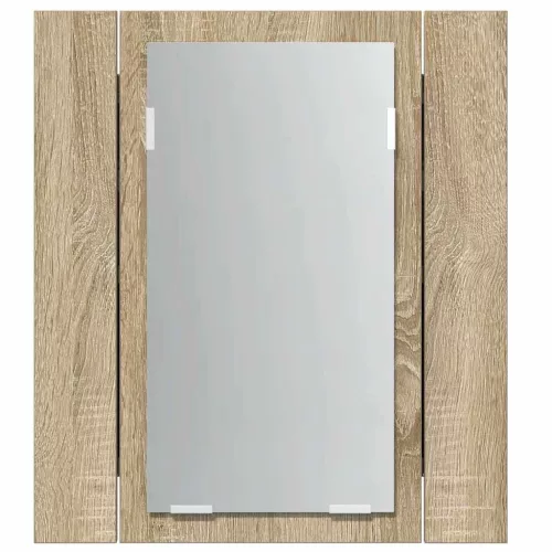 Tölgyszínű akril LED-es tükrös fürdőszobaszekrény 40x12x45 cm