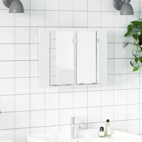   Fehér akril LED-es fürdőszobaszekrény tükörrel 60x12x45 cm
