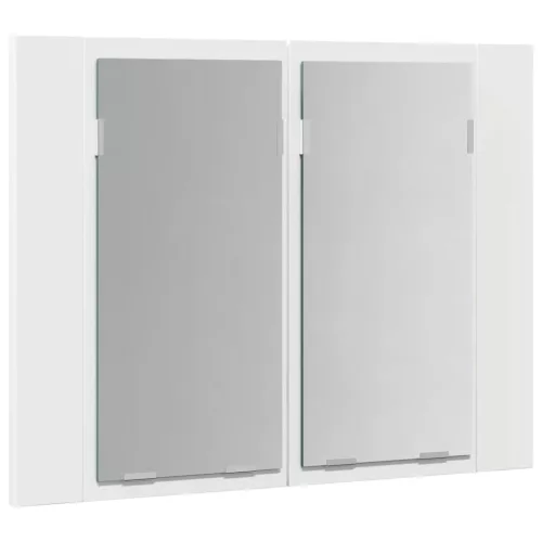 Fehér akril LED-es fürdőszobaszekrény tükörrel 60x12x45 cm