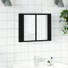 Fekete akril LED-es fürdőszobaszekrény tükörrel 60x12x45 cm