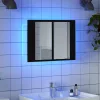 Fekete akril LED-es fürdőszobaszekrény tükörrel 60x12x45 cm