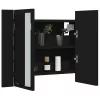 Fekete akril LED-es fürdőszobaszekrény tükörrel 60x12x45 cm