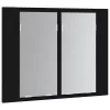 Fekete akril LED-es fürdőszobaszekrény tükörrel 60x12x45 cm
