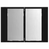 Fekete akril LED-es fürdőszobaszekrény tükörrel 60x12x45 cm