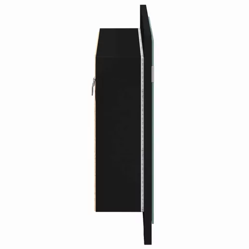 Fekete akril LED-es fürdőszobaszekrény tükörrel 60x12x45 cm