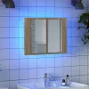 Tölgyszínű akril LED-es tükrös fürdőszobaszekrény 60x12x45 cm