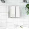 Betonszürke akril LED-es tükrös fürdőszobaszekrény 60x12x45 cm