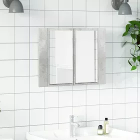   Betonszürke akril LED-es tükrös fürdőszobaszekrény 60x12x45 cm