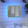 Betonszürke akril LED-es tükrös fürdőszobaszekrény 60x12x45 cm