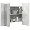 Betonszürke akril LED-es tükrös fürdőszobaszekrény 60x12x45 cm