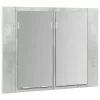 Betonszürke akril LED-es tükrös fürdőszobaszekrény 60x12x45 cm