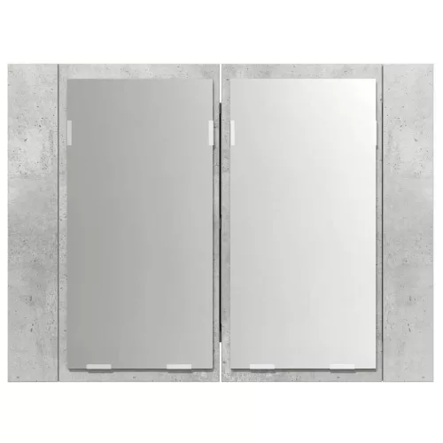 Betonszürke akril LED-es tükrös fürdőszobaszekrény 60x12x45 cm