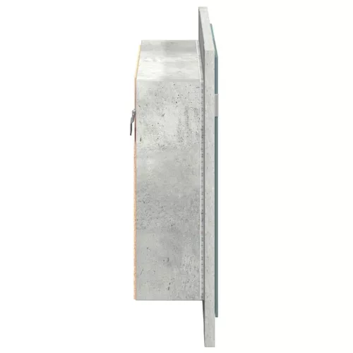 Betonszürke akril LED-es tükrös fürdőszobaszekrény 60x12x45 cm