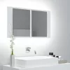 Fehér akril LED-es fürdőszobaszekrény tükörrel 80x12x45 cm