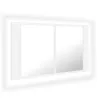Fehér akril LED-es fürdőszobaszekrény tükörrel 80x12x45 cm