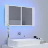 Fehér akril LED-es fürdőszobaszekrény tükörrel 80x12x45 cm