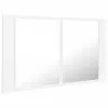 Fehér akril LED-es fürdőszobaszekrény tükörrel 80x12x45 cm