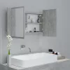 Betonszürke akril LED-es tükrös fürdőszobaszekrény 80x12x45 cm