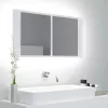 Fehér akril LED-es fürdőszobaszekrény tükörrel 90x12x45 cm