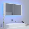 Fehér akril LED-es fürdőszobaszekrény tükörrel 90x12x45 cm
