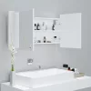 Fehér akril LED-es fürdőszobaszekrény tükörrel 90x12x45 cm