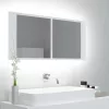 Fehér akril LED-es fürdőszobaszekrény tükörrel 100 x 12 x 45 cm