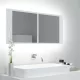 Fehér akril LED-es fürdőszobaszekrény tükörrel 100 x 12 x 45 cm