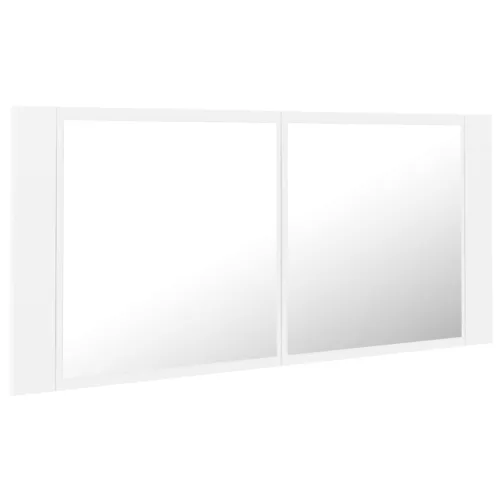 Fehér akril LED-es fürdőszobaszekrény tükörrel 100 x 12 x 45 cm