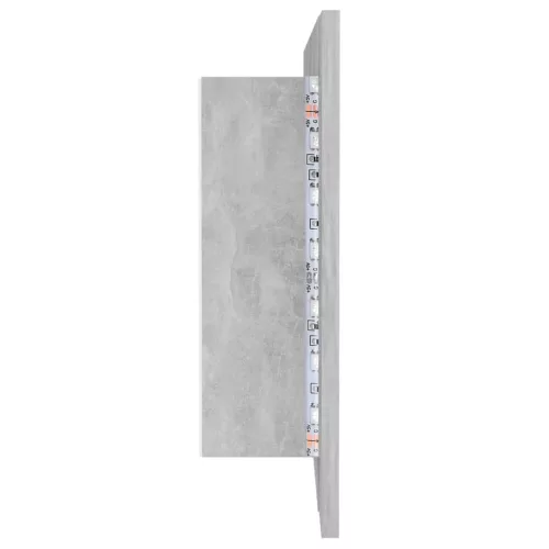 Betonszürke akril LED-es tükrös fürdőszobaszekrény 100x12x45 cm
