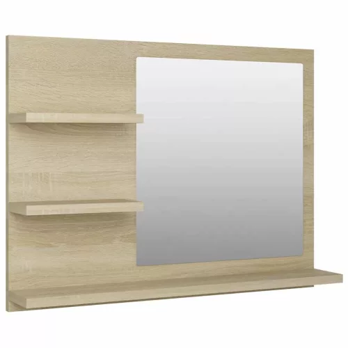 Sonoma tölgy színű szerelt fa fürdőszobai tükör 60x10,5x45 cm