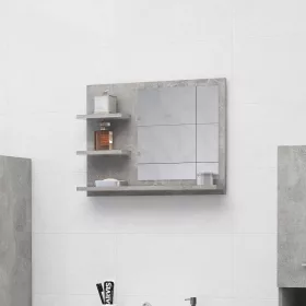   Betonszürke szerelt fa fürdőszobai tükör 60 x 10,5 x 45 cm