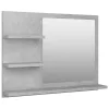 Betonszürke szerelt fa fürdőszobai tükör 60 x 10,5 x 45 cm