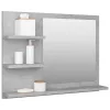 Betonszürke szerelt fa fürdőszobai tükör 60 x 10,5 x 45 cm