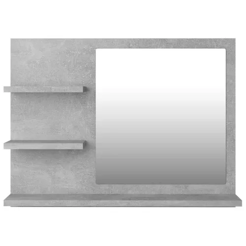 Betonszürke szerelt fa fürdőszobai tükör 60 x 10,5 x 45 cm