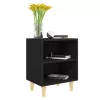 2 db fekete éjjeliszekrény tömör fa lábakkal 40 x 30 x 50 cm