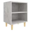 2 db betonszürke éjjeliszekrény tömör fa lábakkal 40x30x50 cm