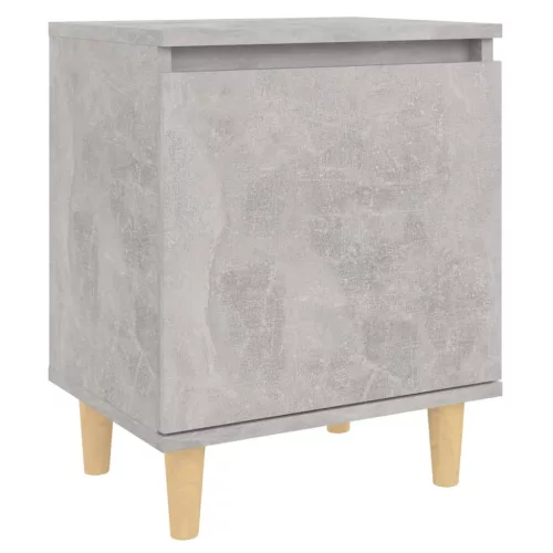 2 db betonszürke éjjeliszekrény tömör fa lábakkal 40x30x50 cm