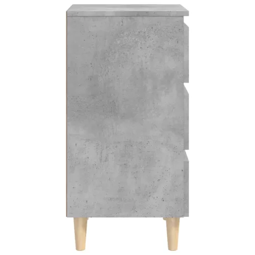 Betonszürke éjjeliszekrény tömör fa lábakkal 40 x 35 x 69 cm