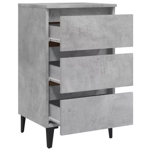 2 db betonszürke éjjeliszekrény fémlábakkal 40 x 35 x 69 cm
