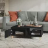 Fekete szerelt fa dohányzóasztal 90 x 60 x 35 cm